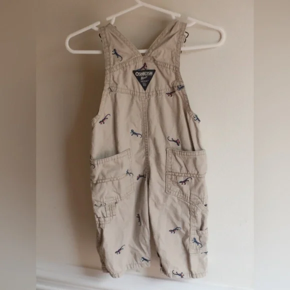 OshKosh B'gosh Light Tan Kids Overalls with Fun Stitching 3m - Picture 4 of 6